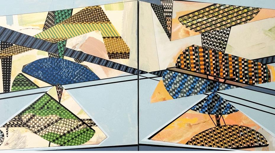 Jane Adams - Abstract in Blue - Diptych acrylic on canvas